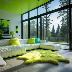 HANDCRAFTED Neon Green color interior decor space digital print